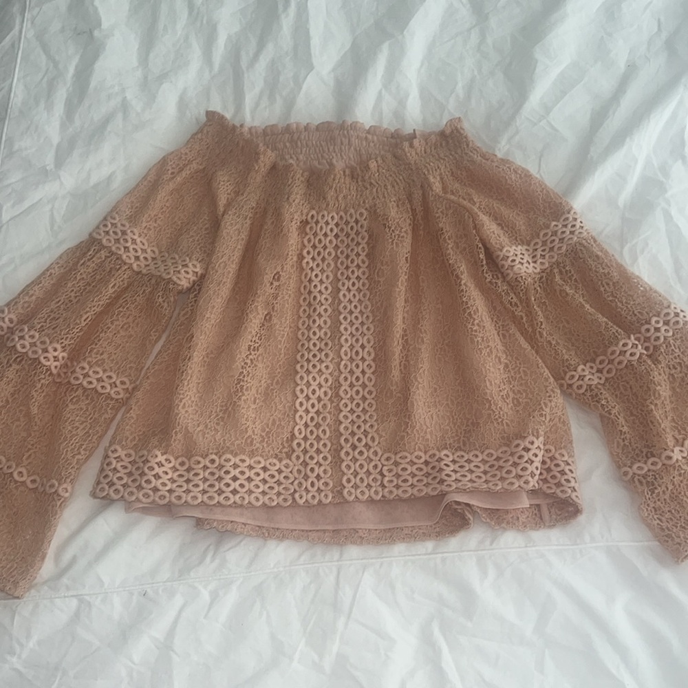 Ramy Brook eyelet lace off shoulder top